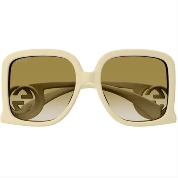NEW GUCCI GG1326S 002 SQUARE WOMEN NUDE OVERSIZED SUNGLASSES - Picture 1 of 9